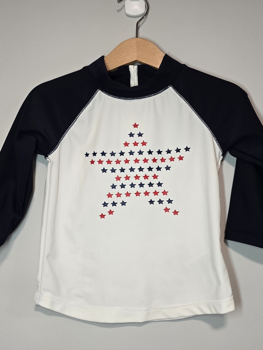 Old Navy Kids Rashguard in White with Navy & Red Star